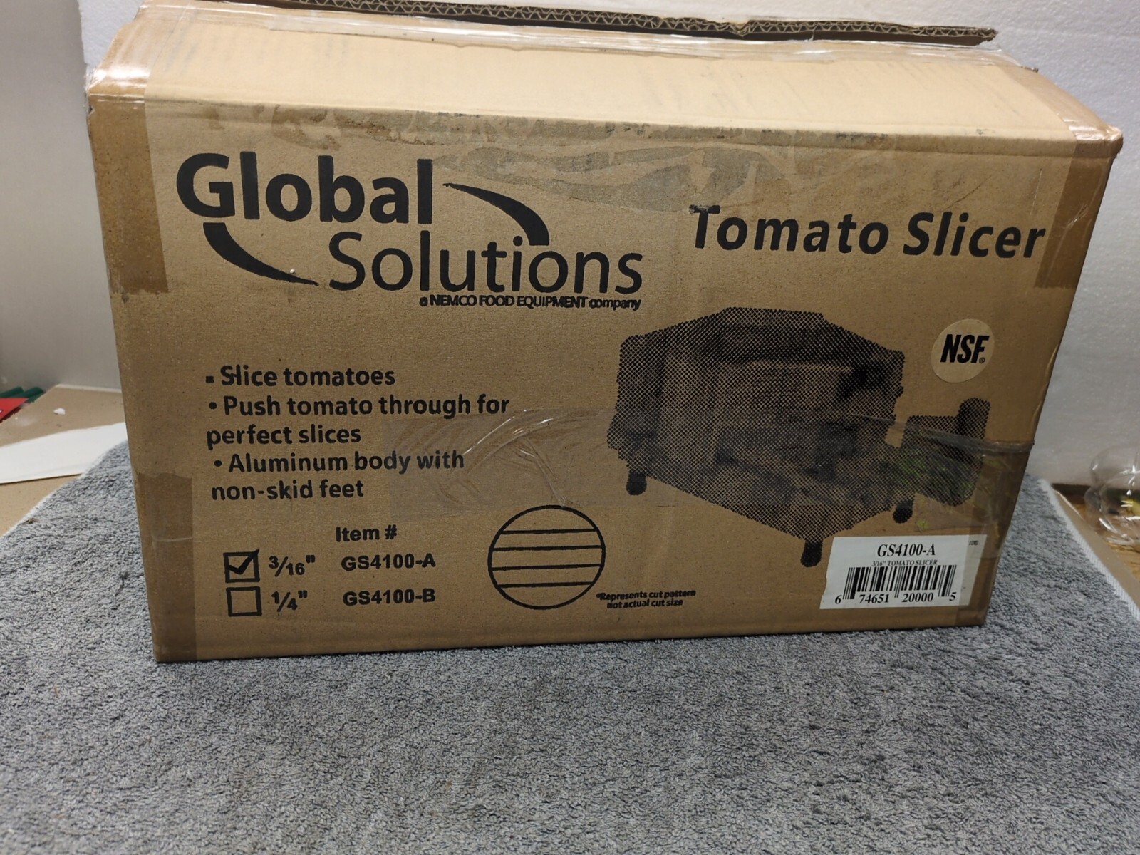Global Solutions GS4100A Tomato Slicer 3/16″ Aluminum NFS Silver NEMCO GS4100