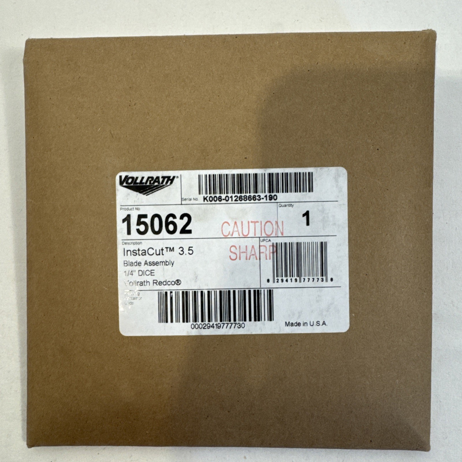 Vollrath 15062 1/4 in Insta Cut™ 3.5 Blade Assembly New