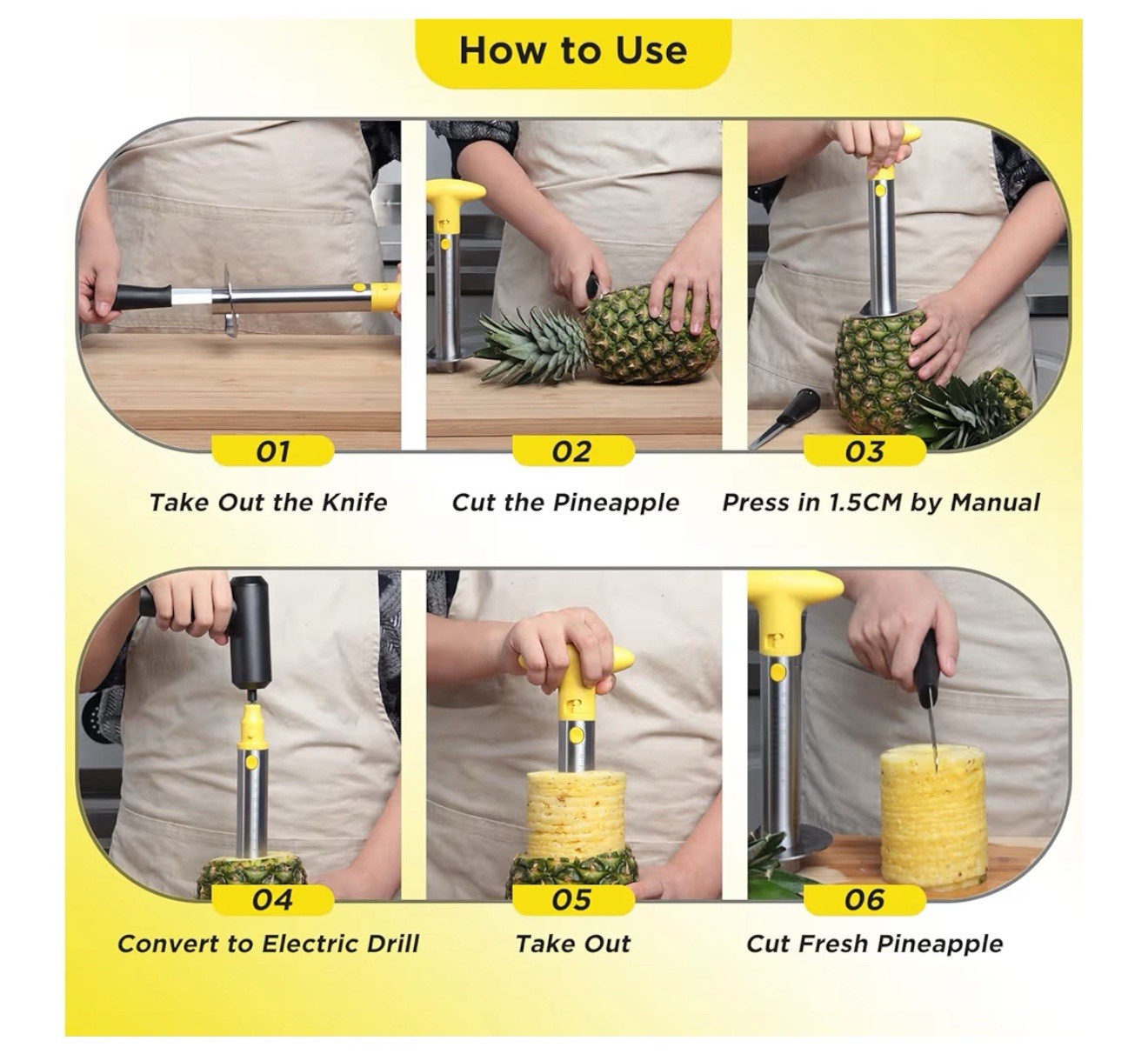 YYP Pineapple Cutter with Knife Upgraded Electric &Manual Durable Pineapple Core