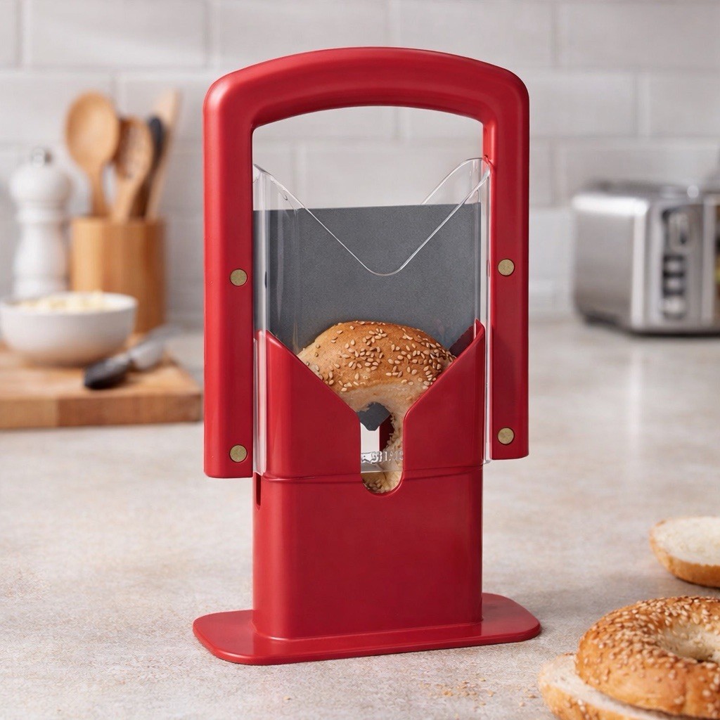 Hoan The Original Bagel Guillotine Universal Slicer, 9.25-Inch, Red