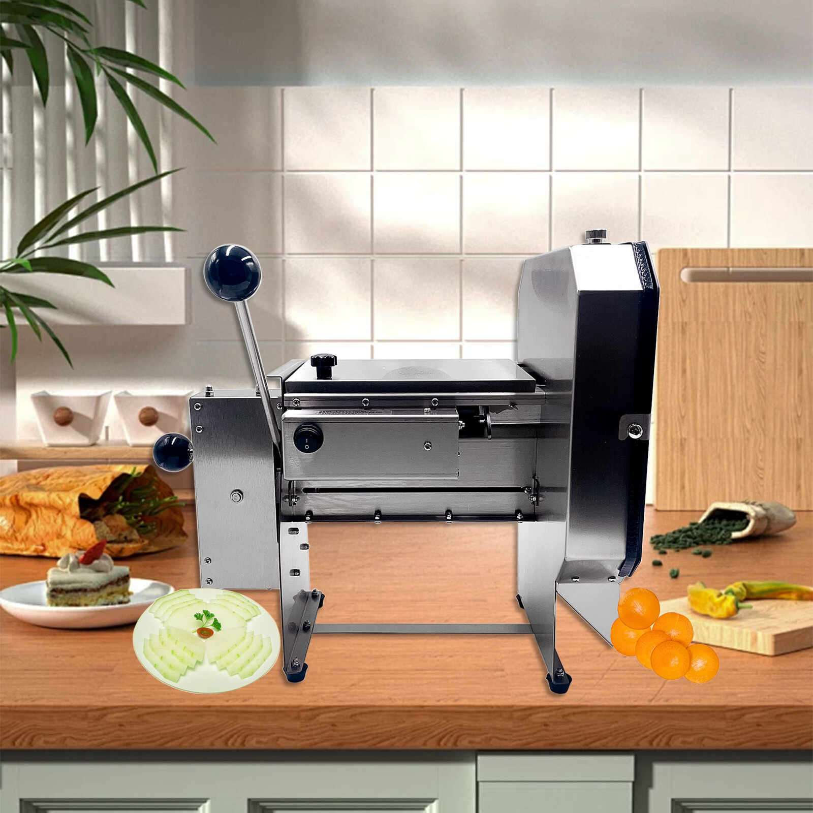 Commercial Fruit Slicer 2 in 1 Electric Vegetable Cutter Machine (0-0.4″) Adjust