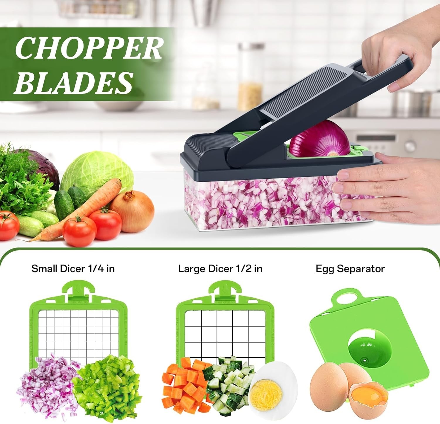 15-in-1 Vegetable Chopper with container,Veggie Chopper,Onion Chopzilla,Slicer