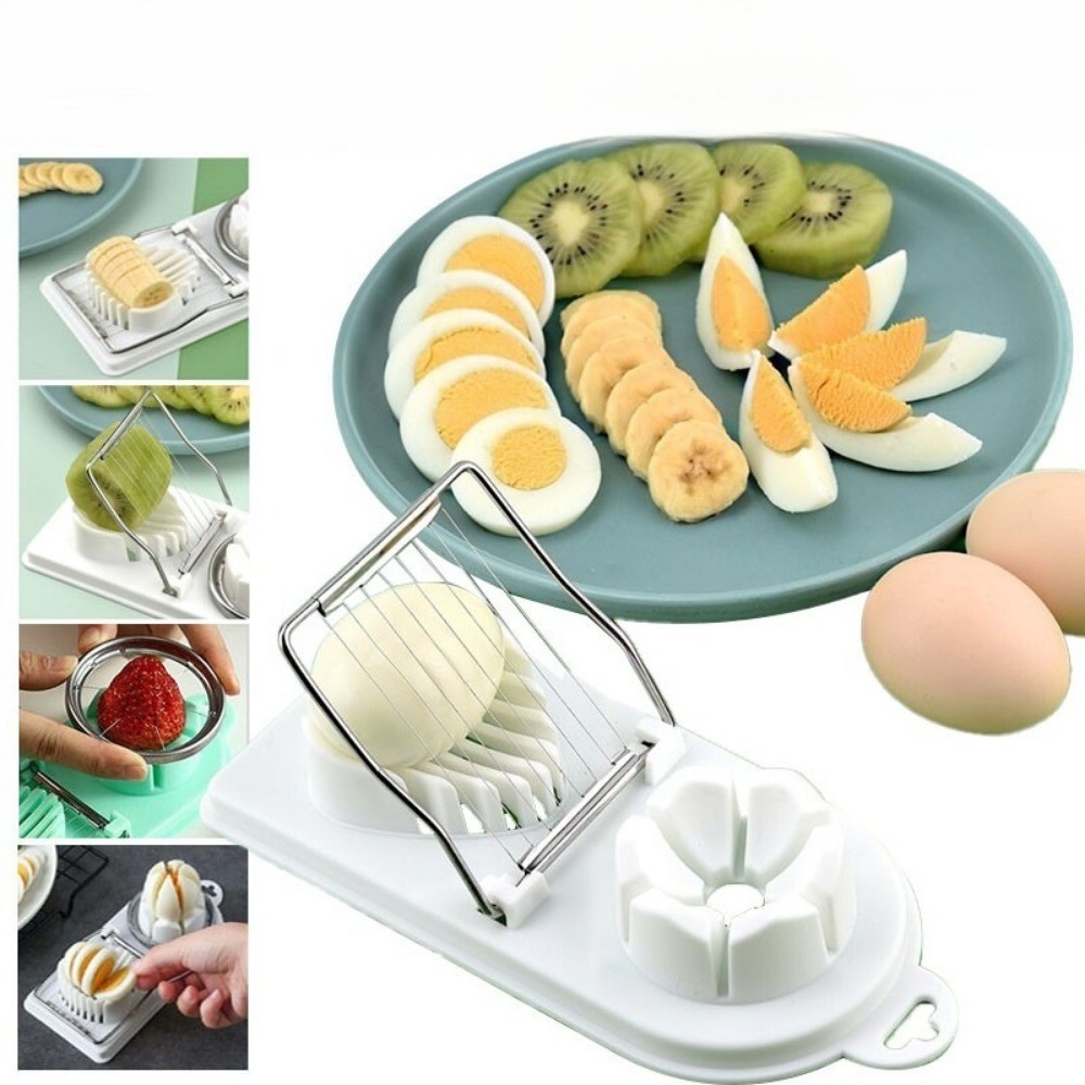 2in1 Stainless Steel Wire Egg Cutter Slicer with PP Base Kitchen Accessory