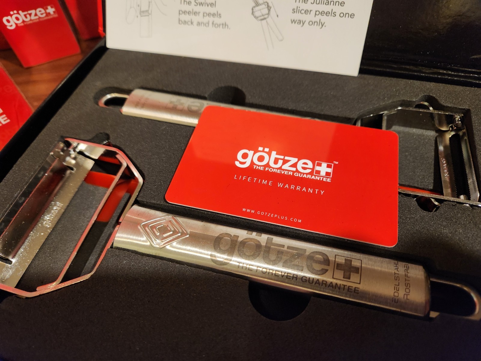New GOTZE Peelers Set 3 Piece Premium Grade Pro Chef Vegetable SWISS Sealed NIB