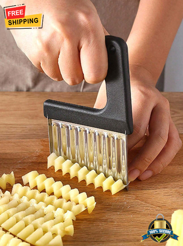 Stainless Steel Potato Wave Cutter – Wavy Crinkle Slicer for Vegetables & Fries
