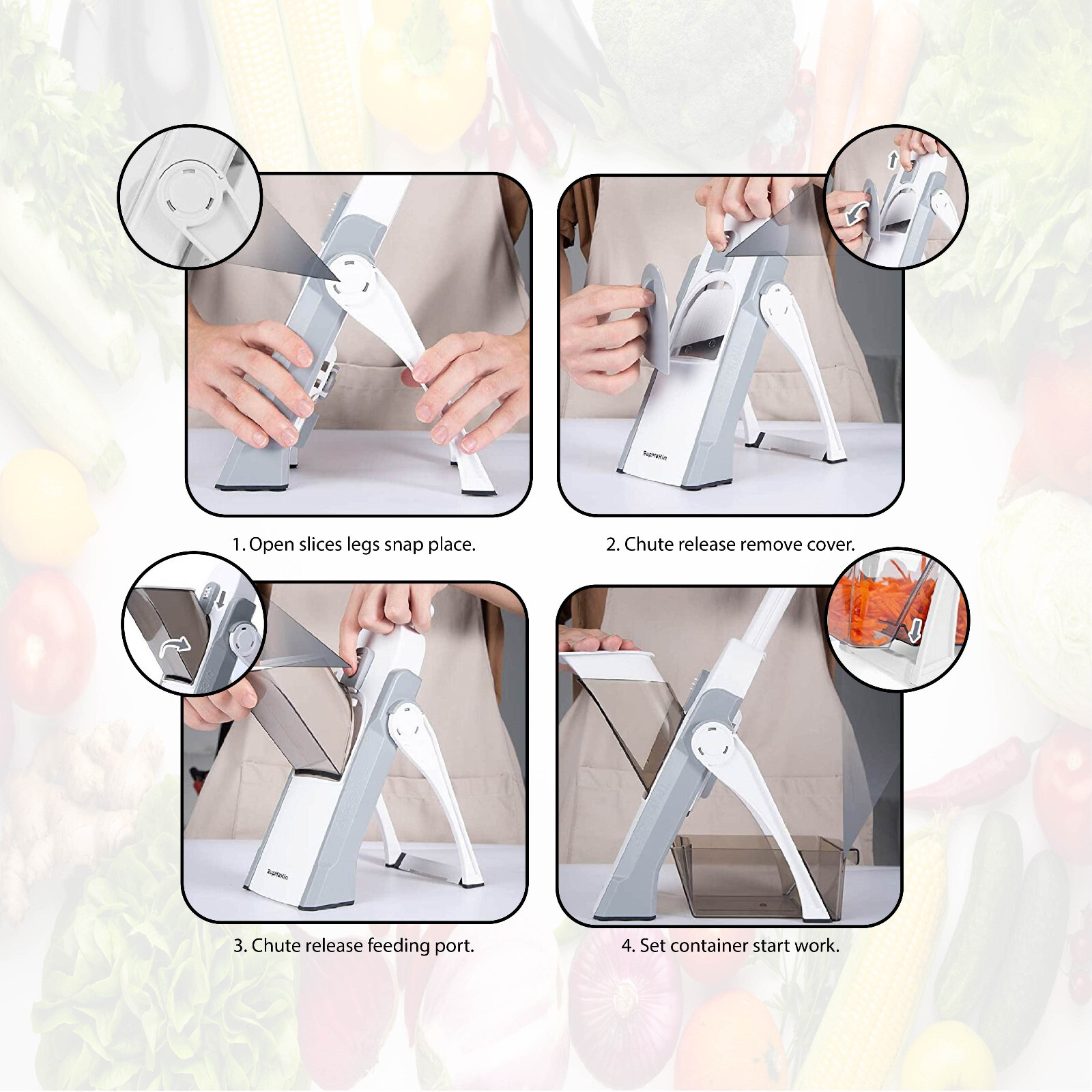 Safe Mandoline Slicer 5 in 1 Vegetable Chopper Food Potato Cutter Adjustable