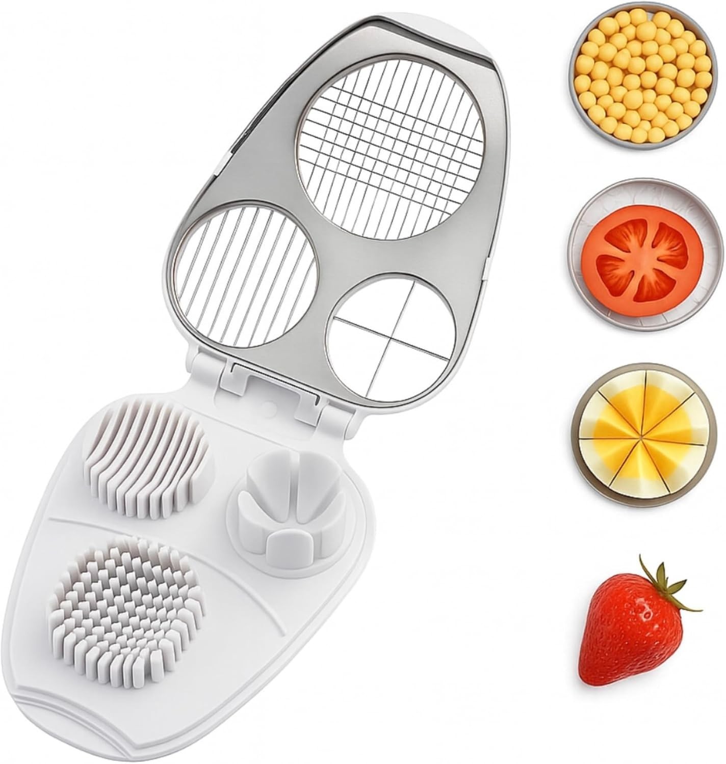 3-in-1 Egg Slicer with Stainless Steel Wire