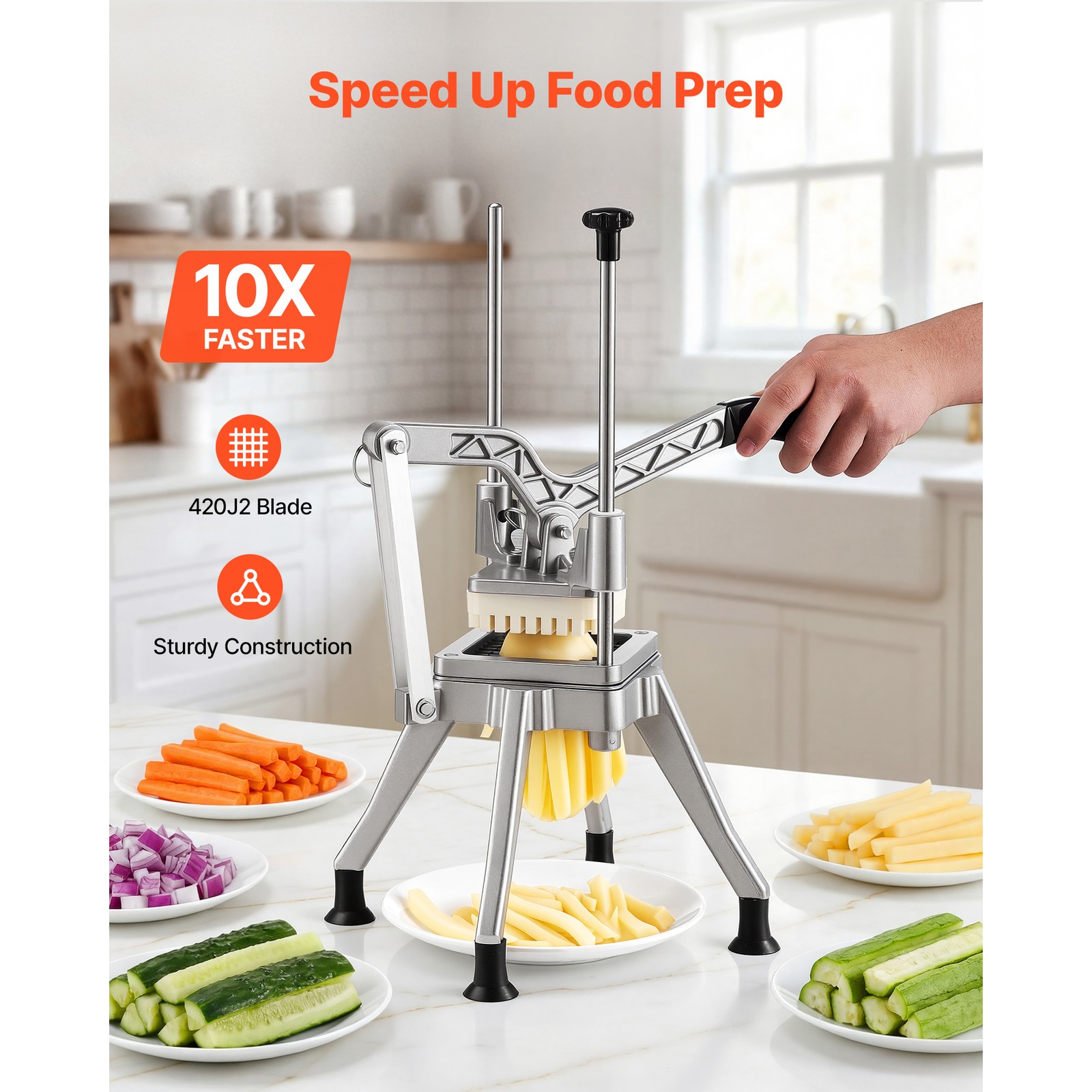 Uimoso Commercial French Fry Cutter with 3/8″ Stainless Steel Blade
