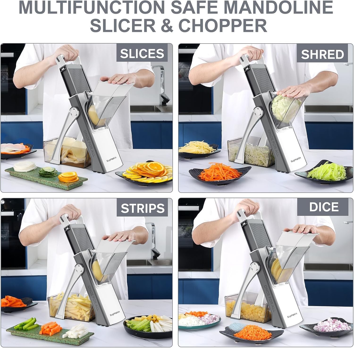 Upgrade Safe Mandoline Slicer: Multi Vegetable Chopper for Effortless Meal Prep