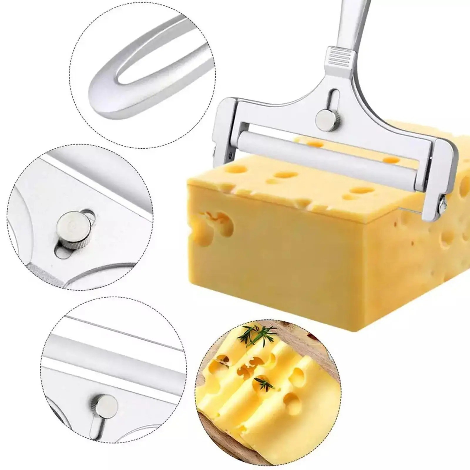 Stainless Steel Adjustable Cheese Slicer Wire Cutter for Thick or Thin Slices