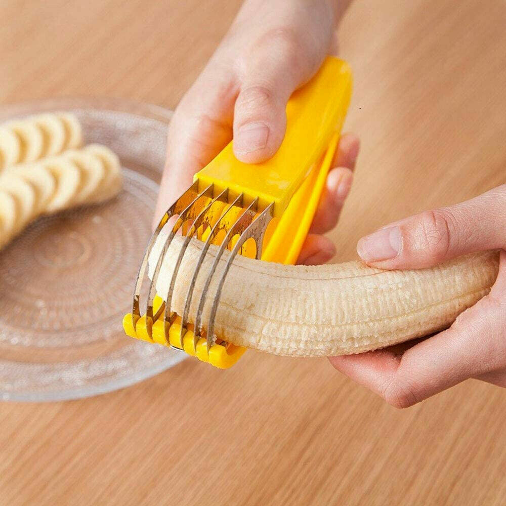 2 PCS Banana Slicer Fruit Knife Kitchen Gadget Bar Tools Veggie Cutter Peeler US