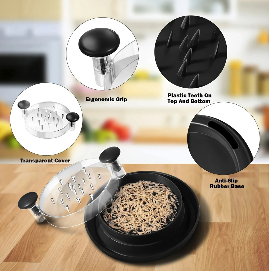 1pc Chicken Shredder Rotating Tool Transparent Cover Meat Vegetable – NEW