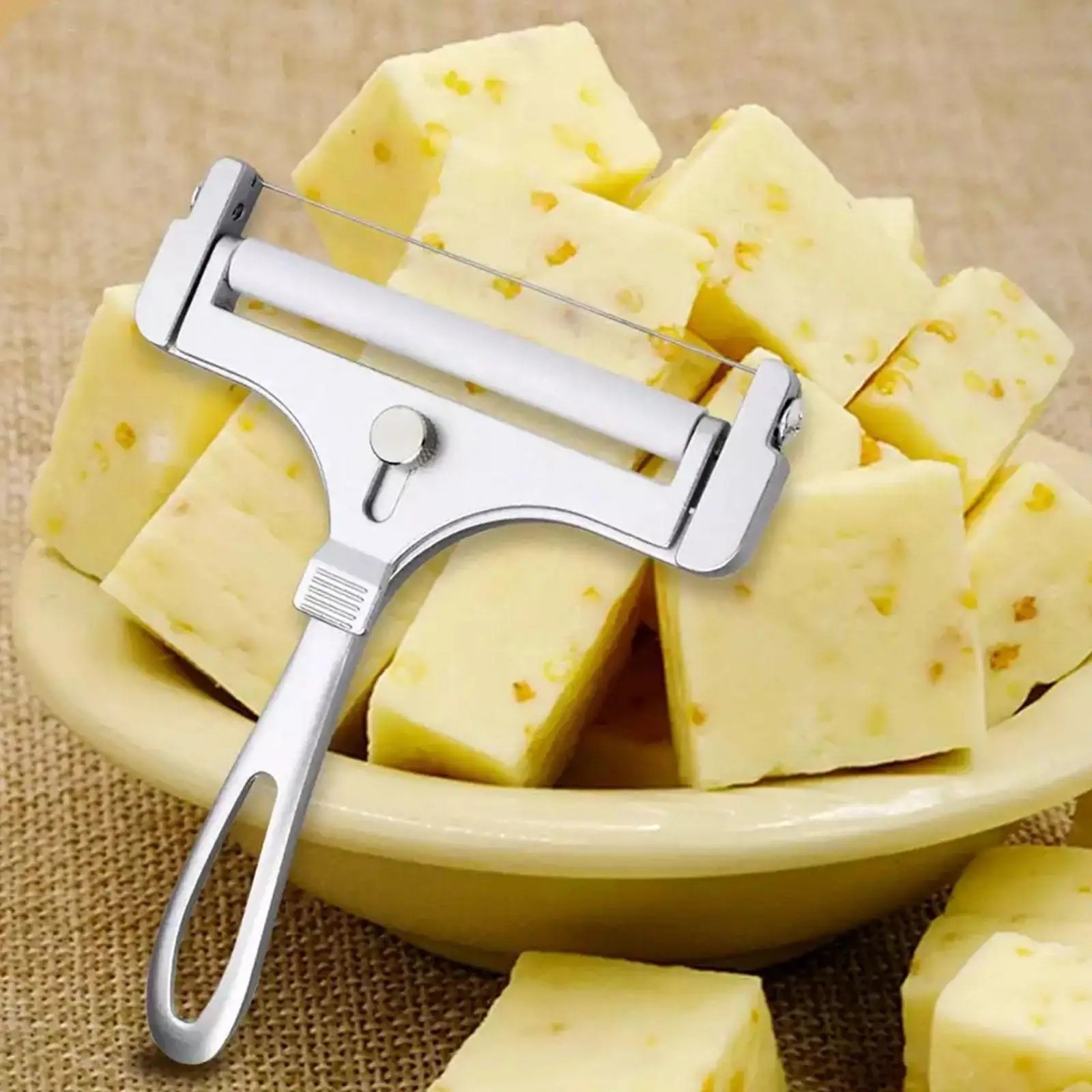 Stainless Steel Adjustable Cheese Slicer Wire Cutter for Thick or Thin Slices