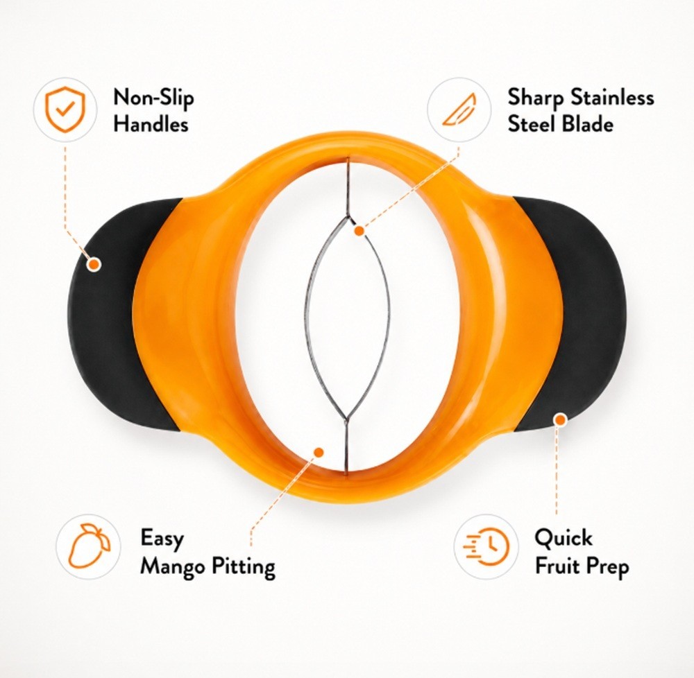 1-Pack Mango Slicer & Pitter –Ergonomic Mango Splitter with Non-Slip Rubber Grip