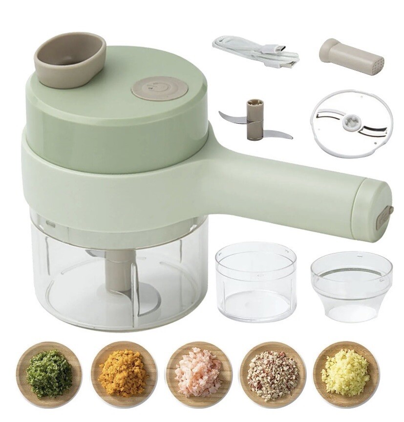 4 in 1 Handheld Electric Vegetable Cutter Set USB Charger Ginger Grinder Machine