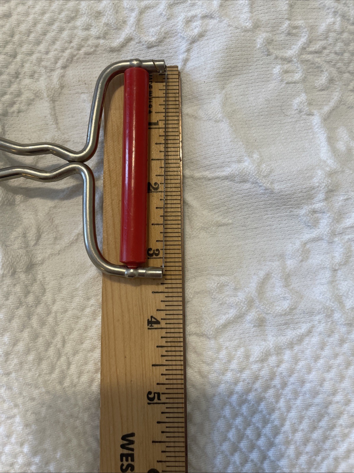 Vintage Wire Cheese Slicer and Roller Aluminum Metal Cutter Red Charcuterie