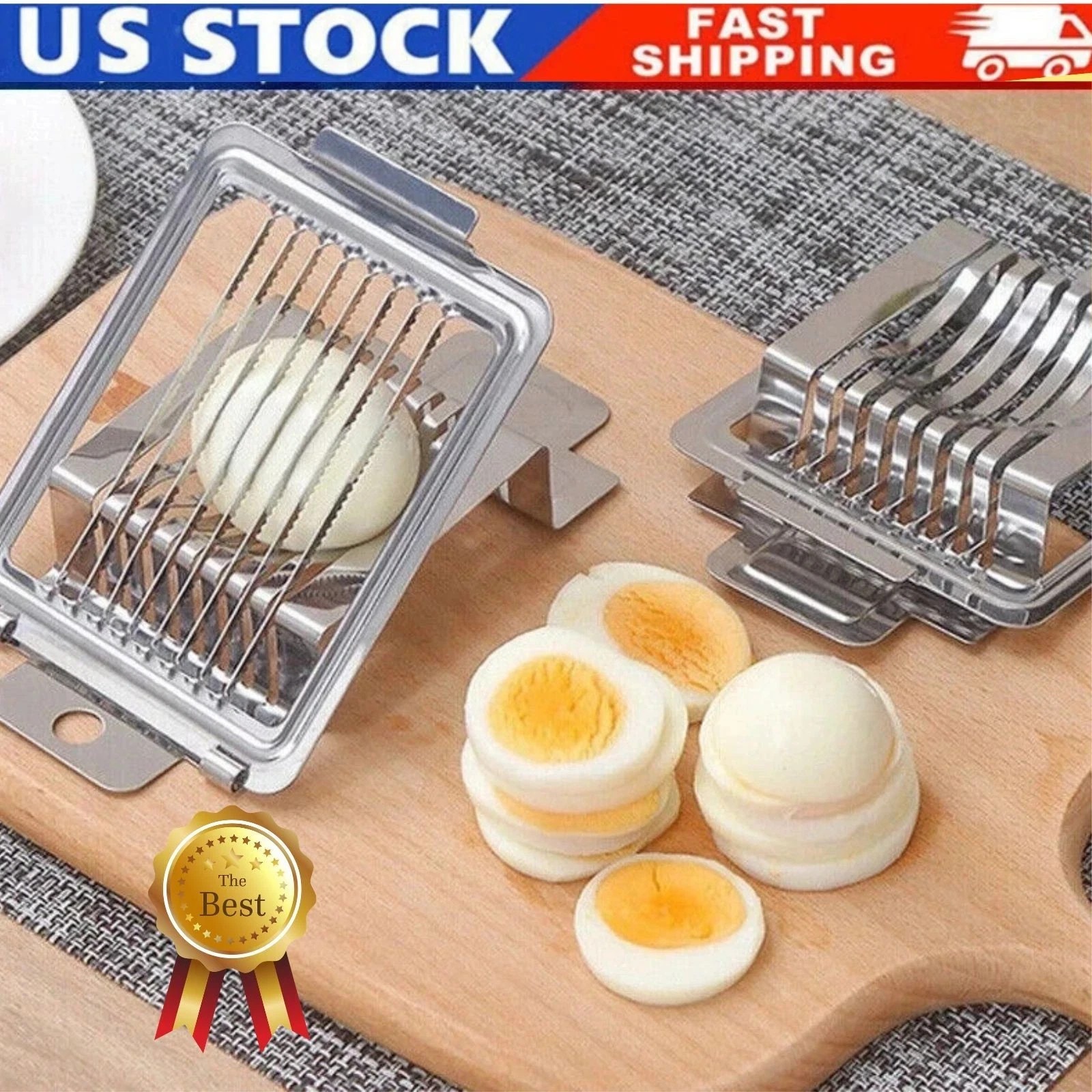Stainless Steel Boiled Egg Slicer Cutter Mushroom Tomato Ham Kitchen Chopper USA
