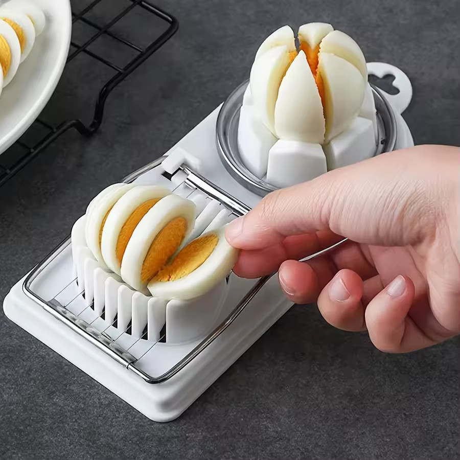 2-in-1 Egg Slicer Stainless Steel Wire Cutter for Hard Boiled Eggs – PP Base
