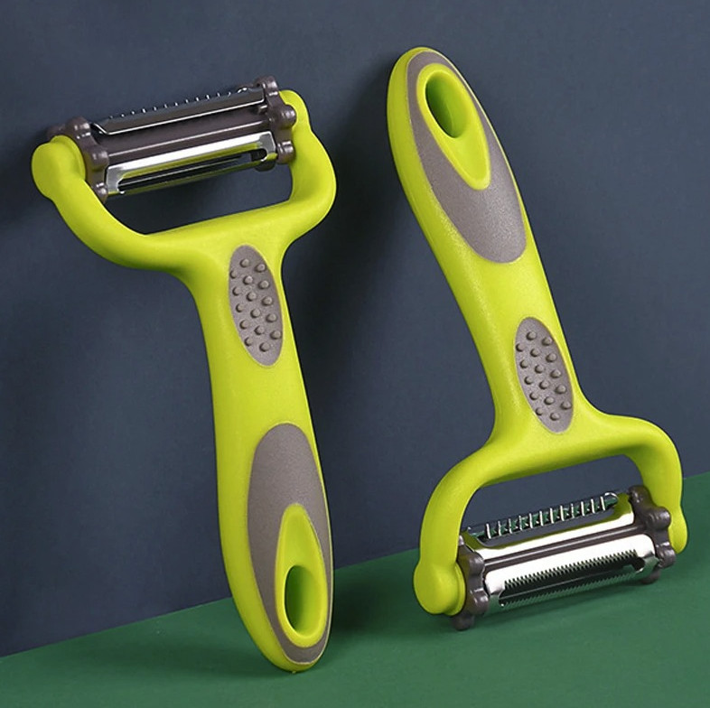 1pc 3-in-1 Rotary Vegetable Peeler Julienne Slicer Stainless Steel – NEW