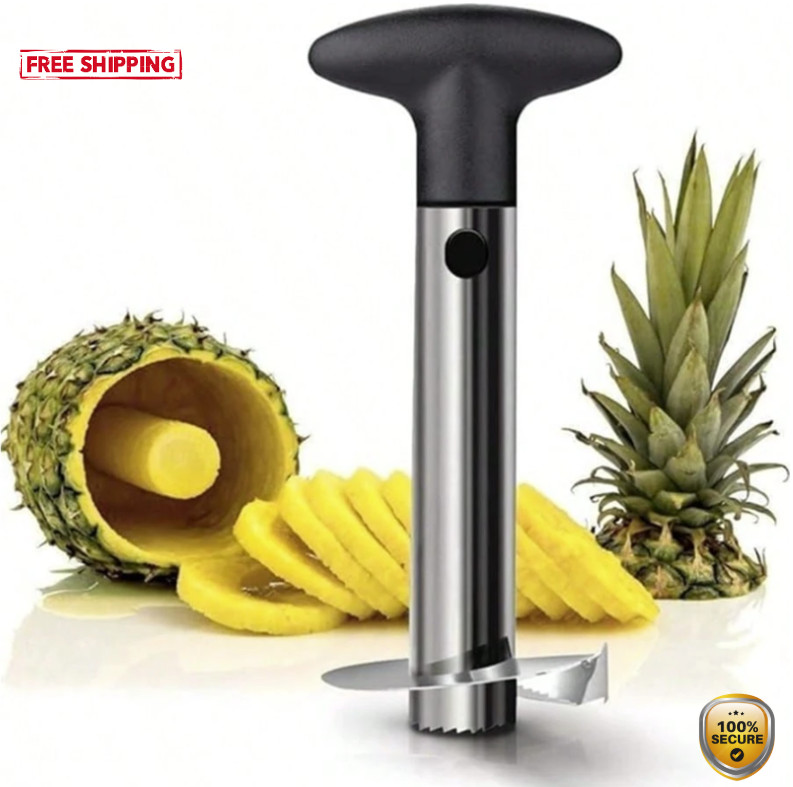 1pc Stainless Steel Pineapple Corer & Slicer – Black Premium Tool – NEW
