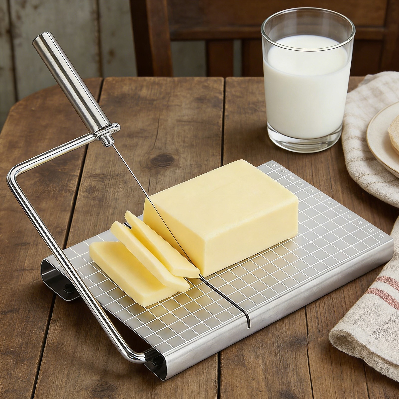 Replaceable Wire Cheese Slicer, Multipurpose Stainless Steel Cheese Cutter