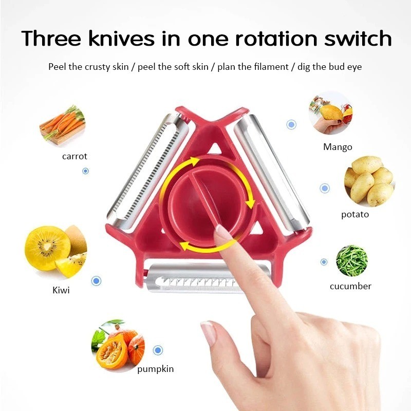 3pcs 3-in-1 Magic Trio Peeler Set Stainless Steel Multi-Blade Kitchen Tool – NEW
