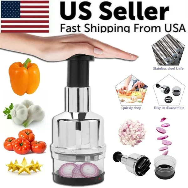 Manual Hand Press Garlic Onion Chopper Vegetable Food Chopper Processor Dicer