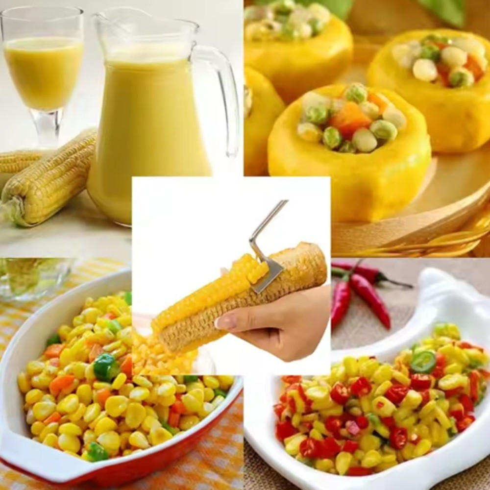 1-Pack Long-Handle Stainless Steel Corn Stripper – Easy-Clean Corn Peeler Tool
