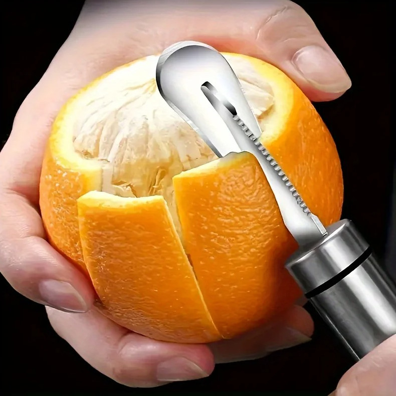 1 pc Stainless Steel Citrus Peeler with Handle – Orange Lemon Easy Peel Tool