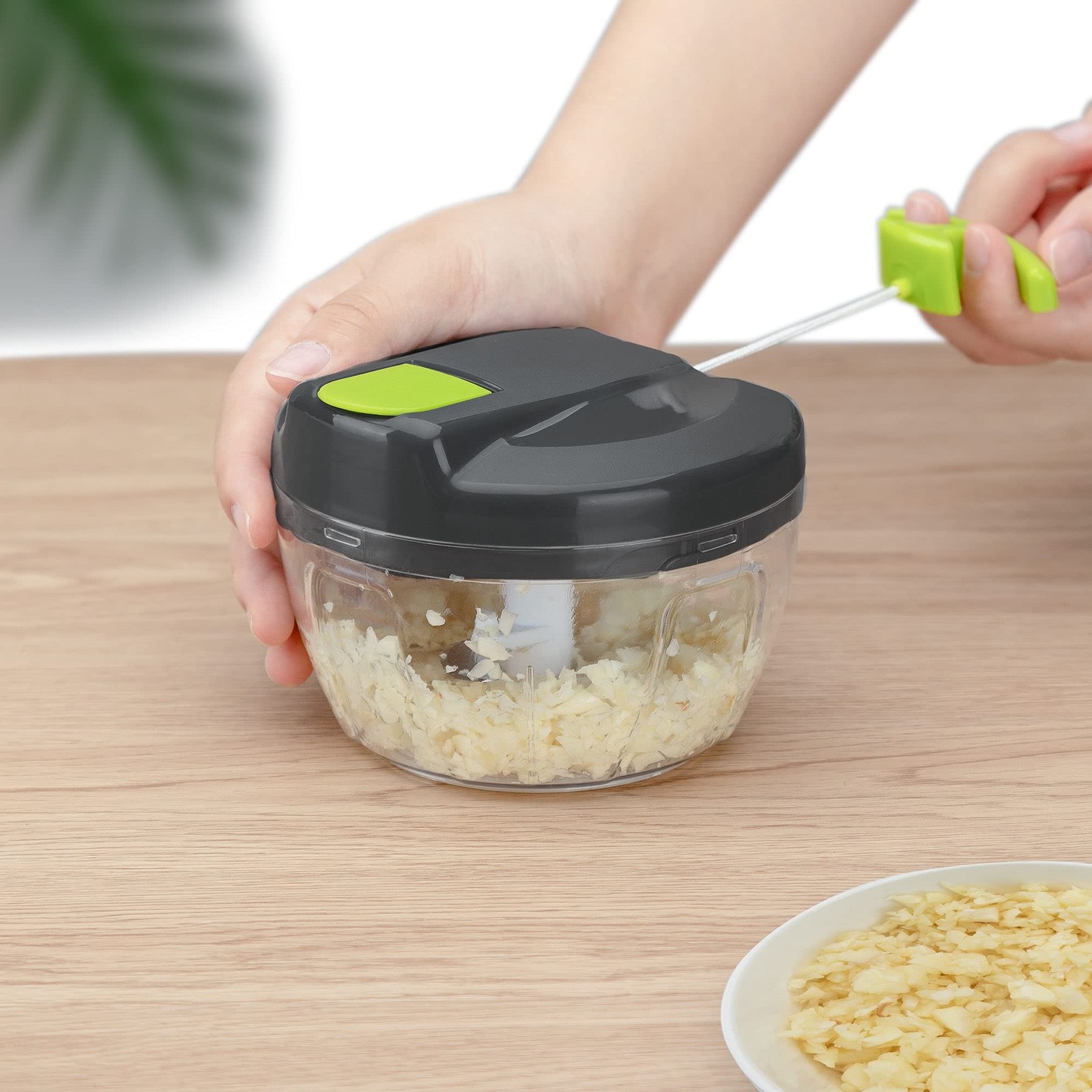 Manual Food Chopper Garlic Press Vegetable Slicer Shredder Green 500ml Kitchen T