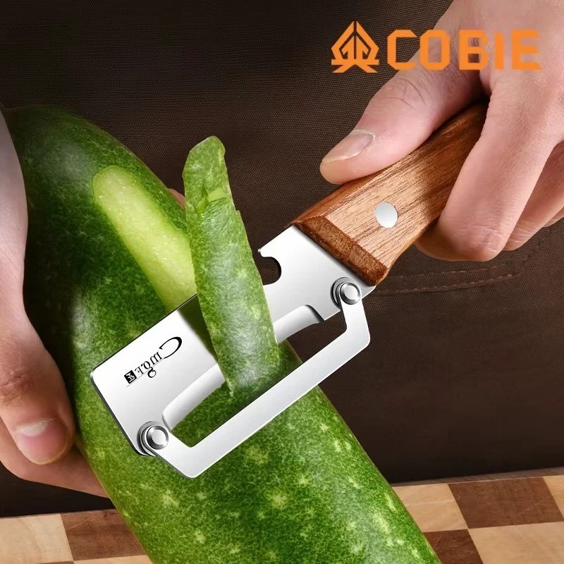 1 Pc Stainless Steel Peeler with Wooden Handle – Fruit & Vegetable Slicer
