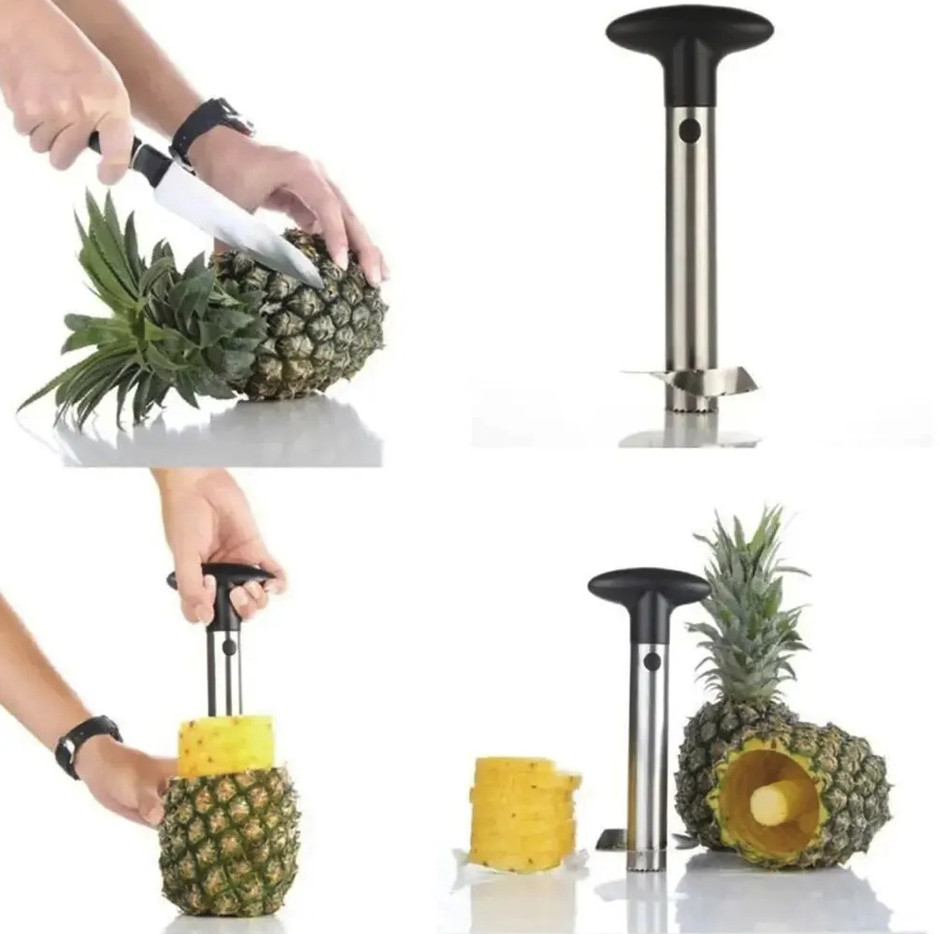 1pc Stainless Steel Pineapple Corer & Slicer – Black Premium Tool – NEW
