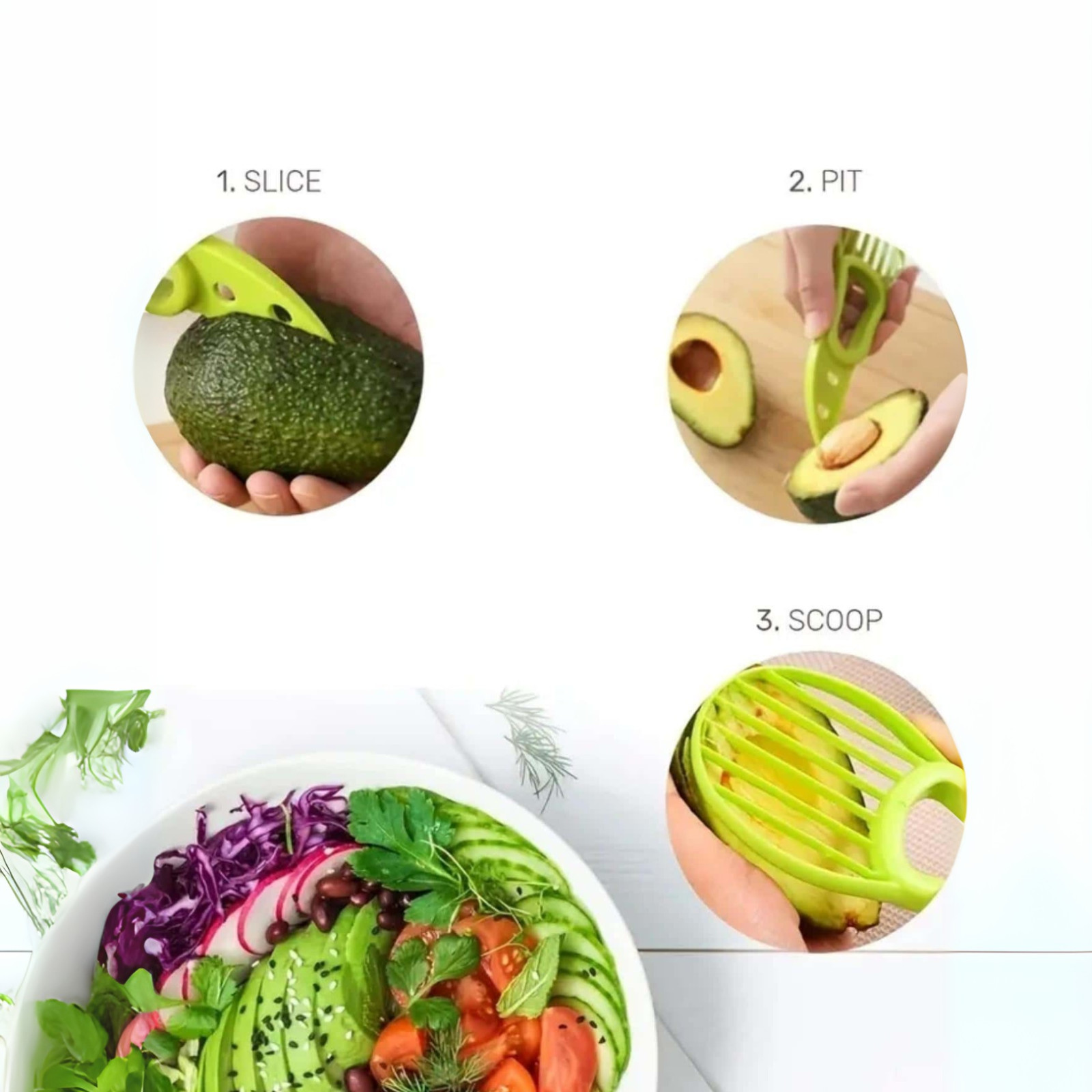 2-in-1 Avocado Slicer Cutter & Pit Remover Fruit Slicer Peeler Kitchen Gadgets