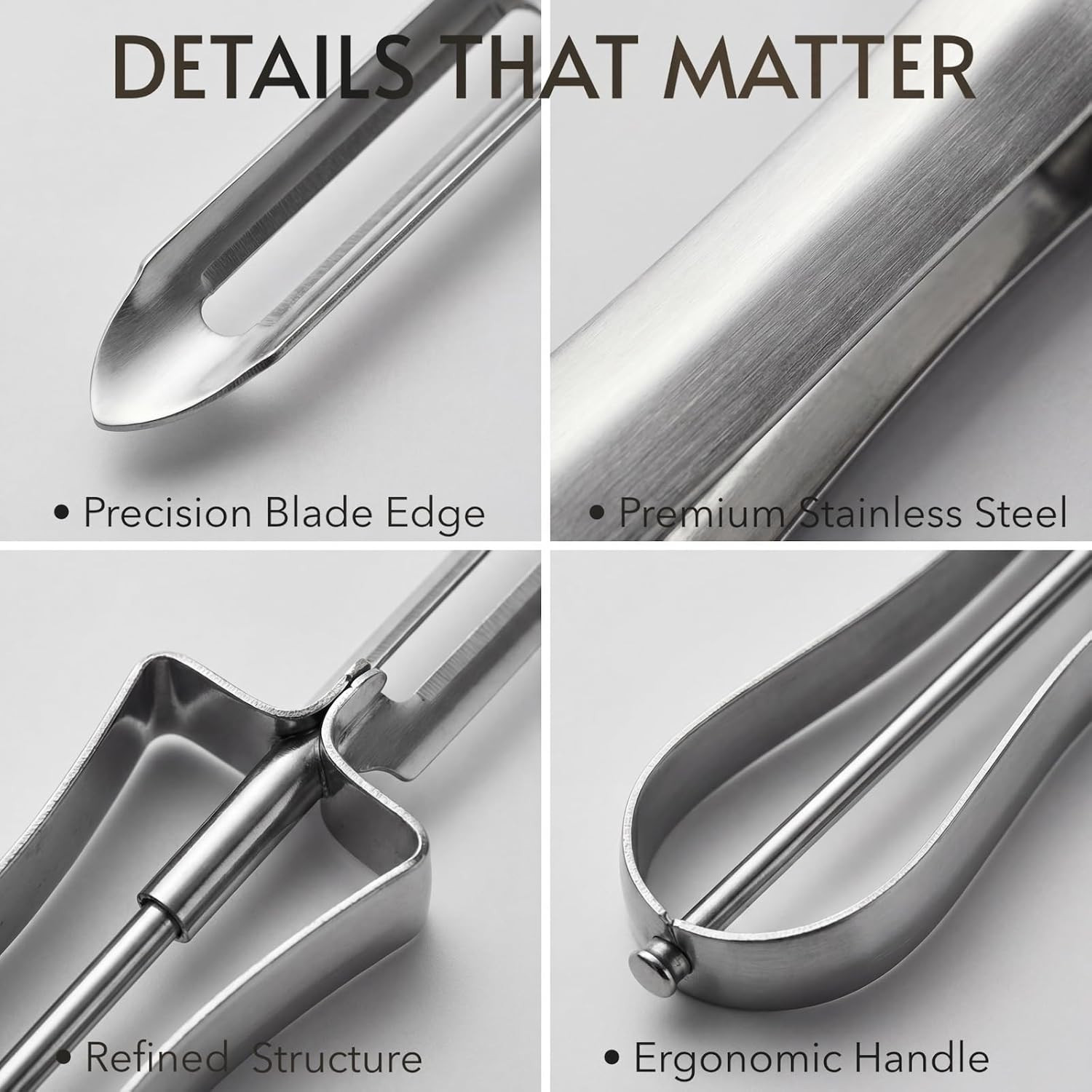 Stainless Steel Vegetable Peeler for Kitchen, Ergonomic Potato Peeler with Sharp