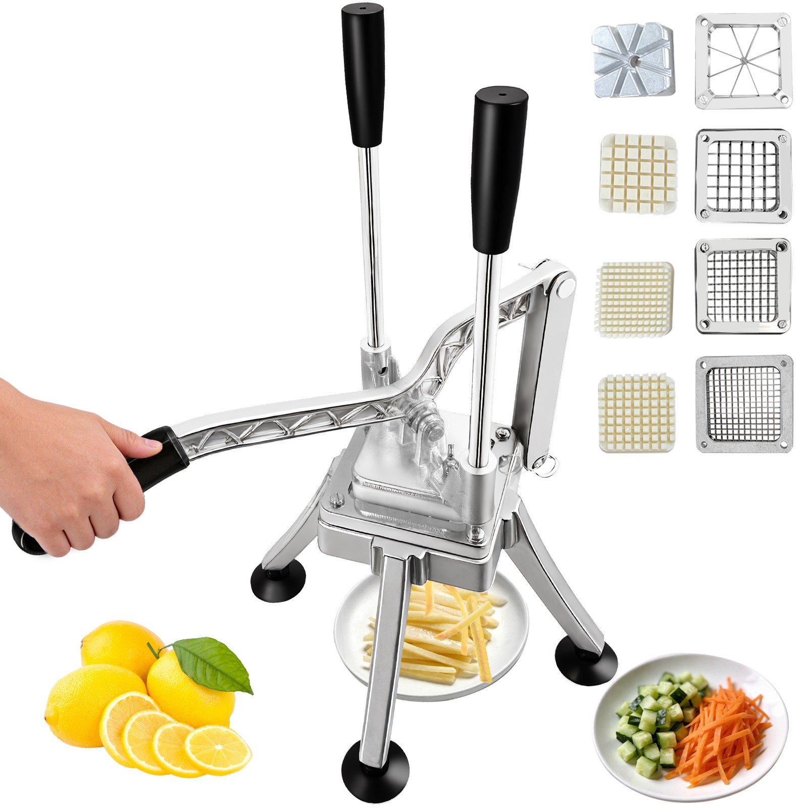 Commercial Vegetable Cutter Fruit Chopper Cutter w 4 Type Blades, Fruit Slicer