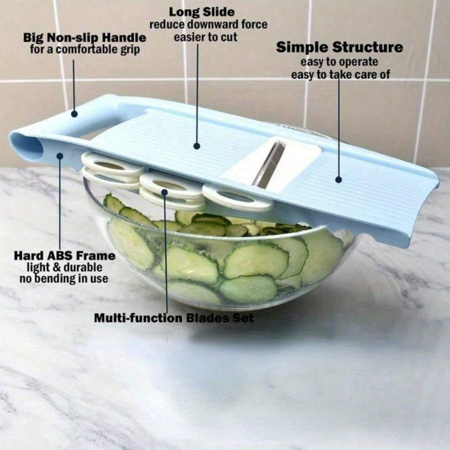 1 Set 5-in-1 Vegetable Slicer & Grater – Multifunctional Kitchen Tool – NEW