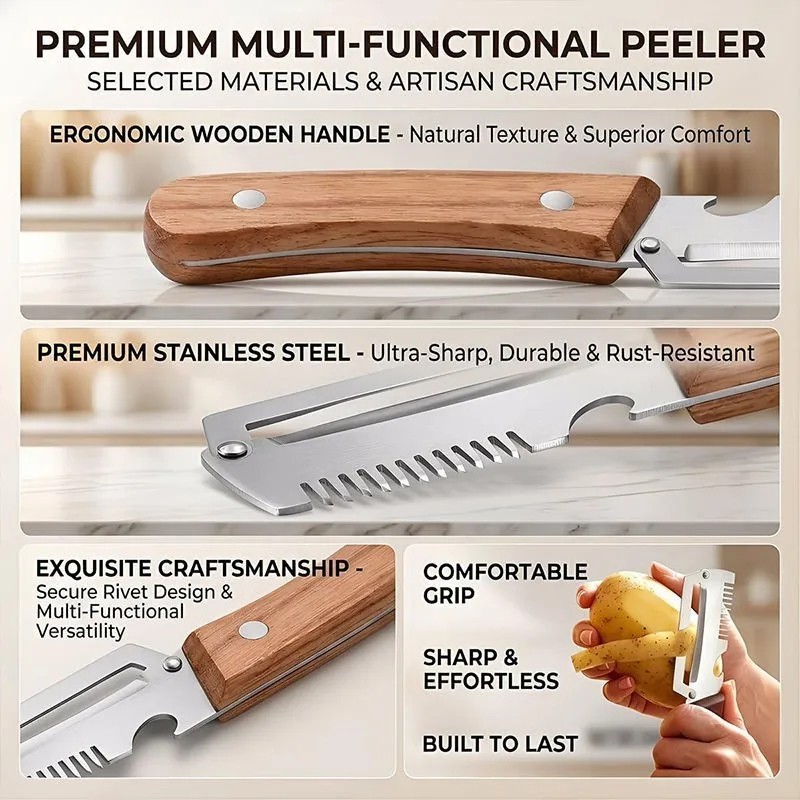 Elite Gourmet Vegetable Peeler for Kitchen, 2-Pack Multi-functional Peeler Tool