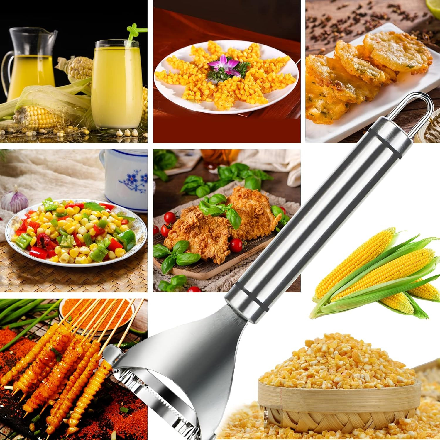 2x Stainless Steel Corn Cob Peeler Stripper Remover Kitchen Cutter Thresher Tool