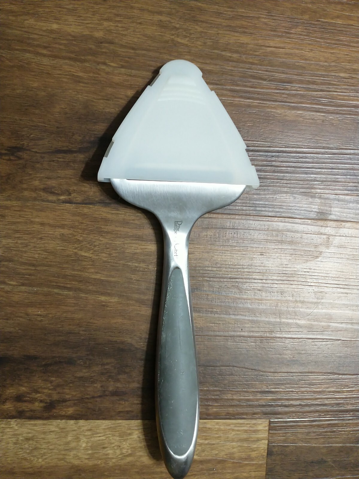 Pampered Chef Stainless Steel Metal Cheese Plane Slicer Server Rubber Grip&Cover