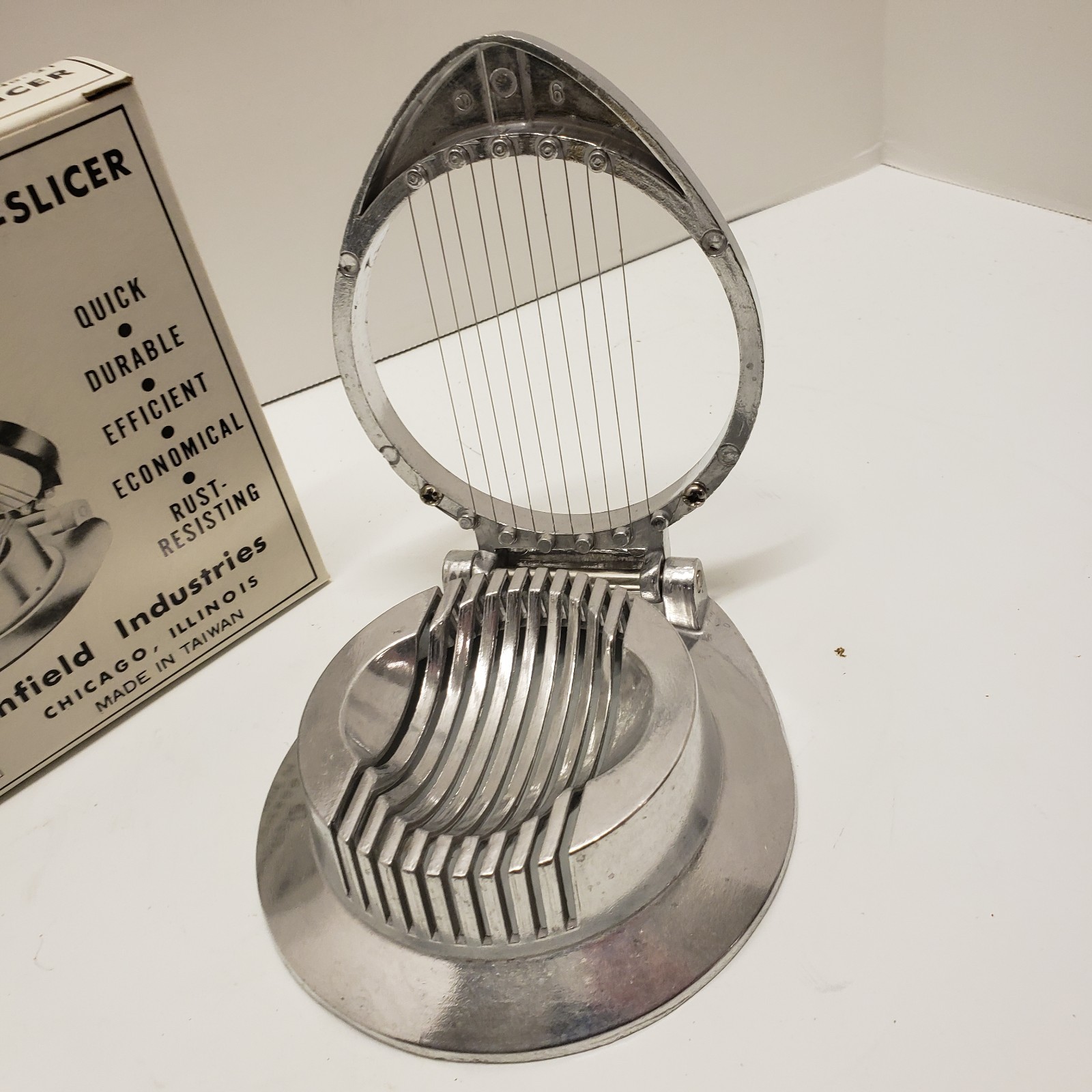 VINTAGE BLOOMFIELD- EGG SLICER CAST ALUMINUM, STAINLESS STEEL WIRES – BRAND NEW