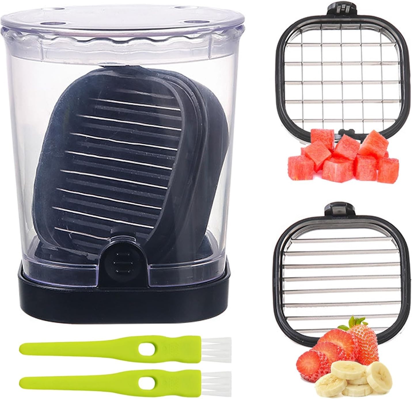2 in 1 Fruit Slicer Dicer Stainless Steel Strawberry Banana Egg Cutter Kitchen