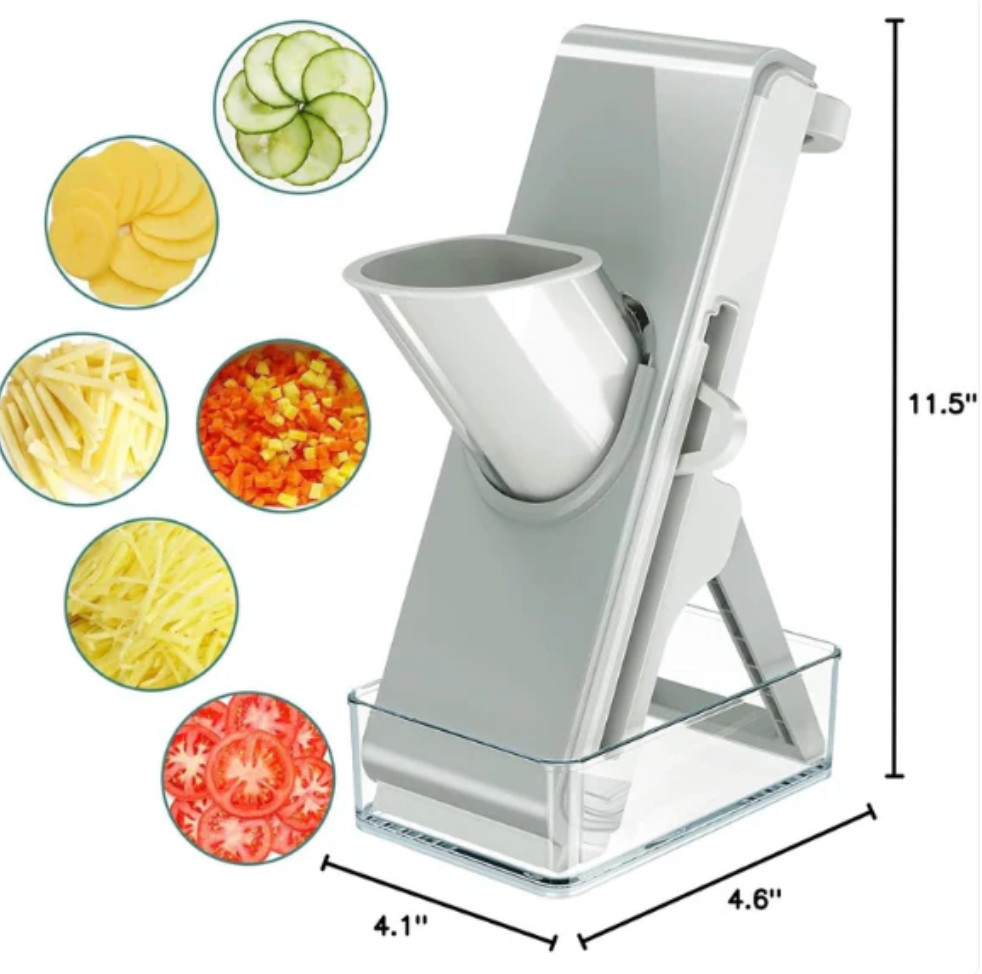 4-in-1 Adjustable Mandoline Slicer – Stainless Steel Vegetable Cutter & Safe Foo