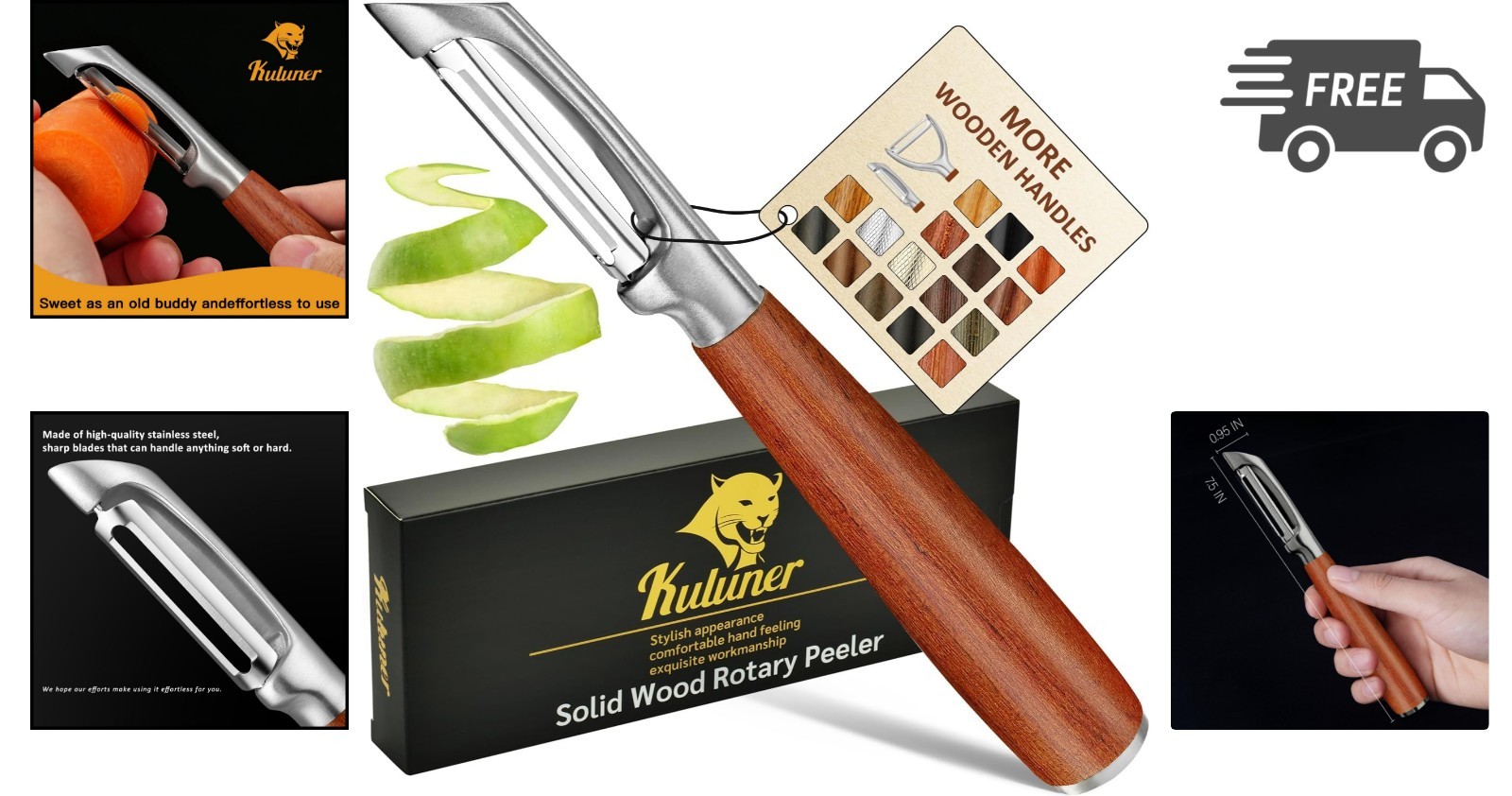 Kitchen Peeler Stainless Steel Fruit Vegetable Peeler with Wood Handle