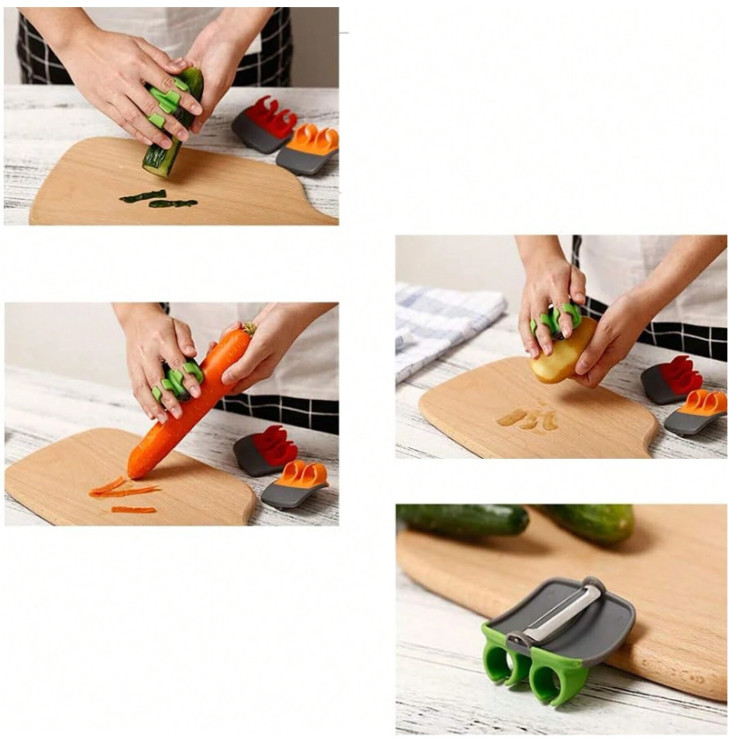 Stainless Steel Finger Palm Peeler – Easy Fruit & Veggie Peeling Tool, Green