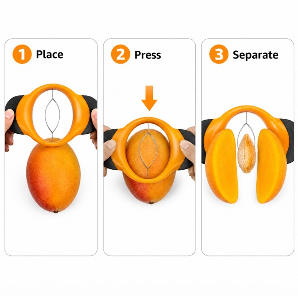 1-Pack Mango Slicer & Pitter –Ergonomic Mango Splitter with Non-Slip Rubber Grip