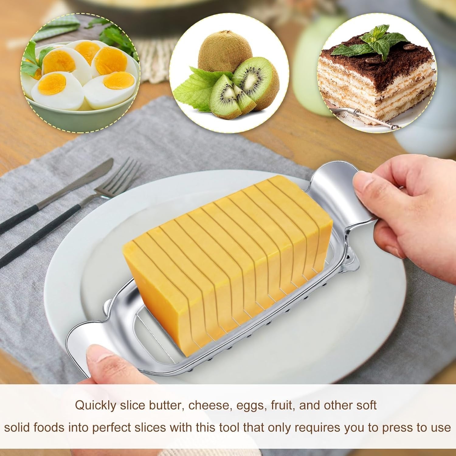 Butter Slicer Stainless Steel Cheese Cutter Kitchen Accessories Endurance Silver