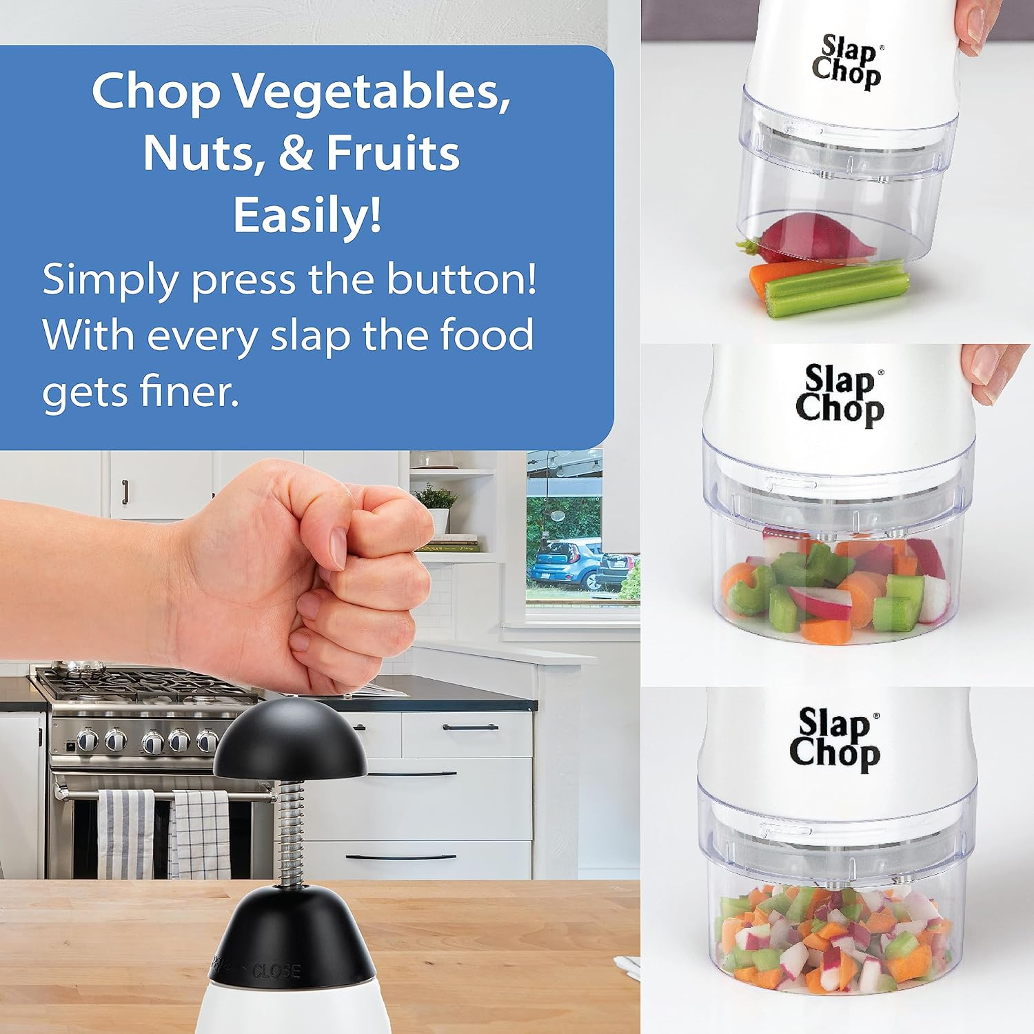 Original Slap Chop Kitchen Food Slicer Manual Chopper With Stainless Steel Bl…
