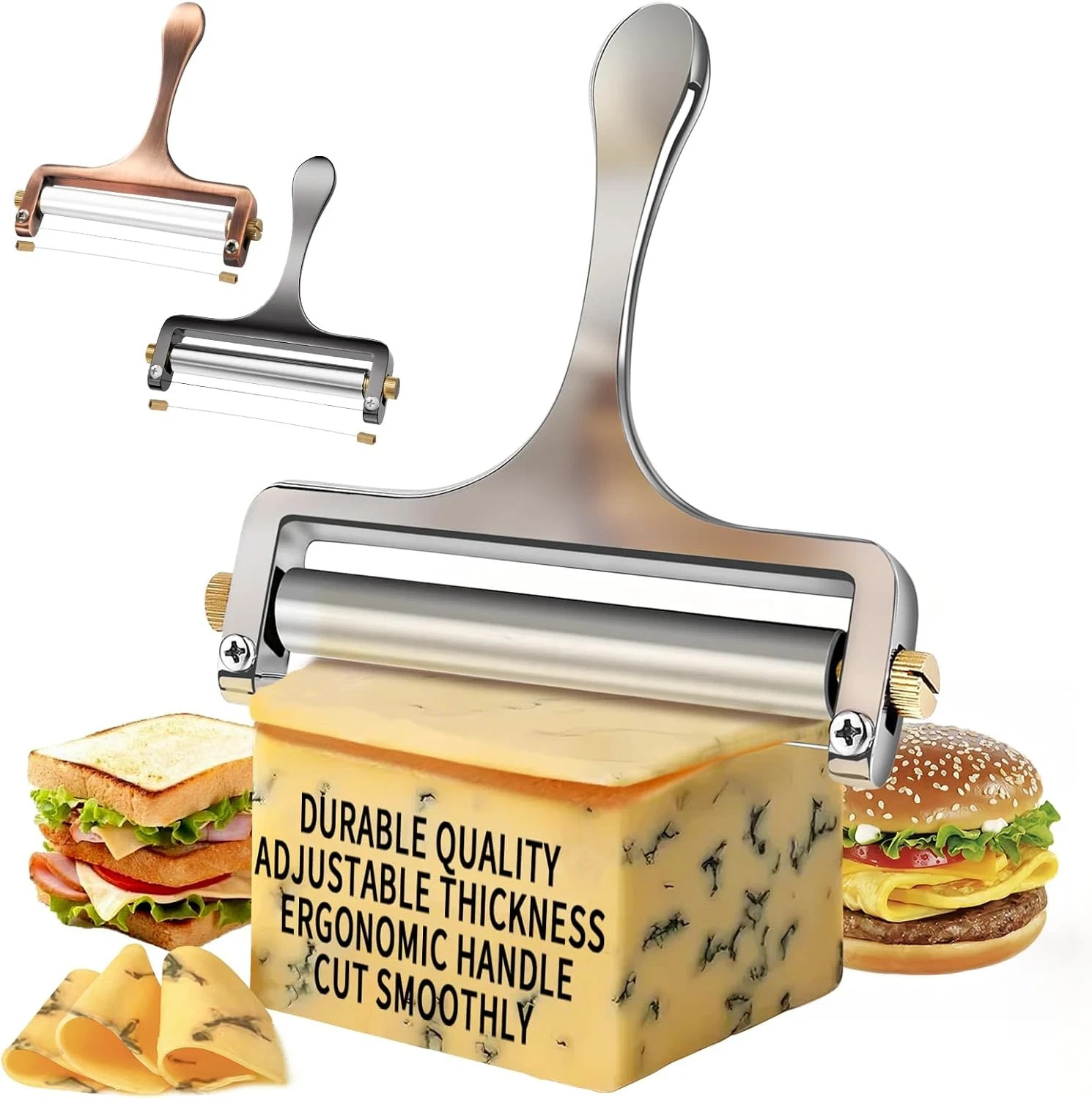 TOPULORS Wire Cheese Slicer Stainless Steel Handheld Cheese Cutter for Mozzarell