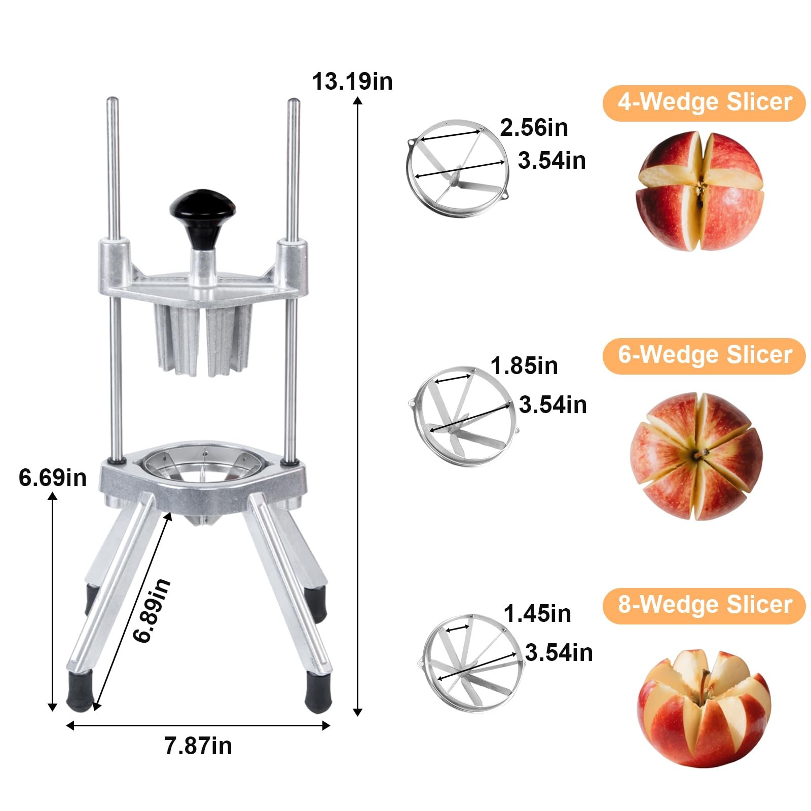 BotaBay Commercial Lemon Cutter, 4/6/8Section Stainless Steel Fruit Slicer wi…