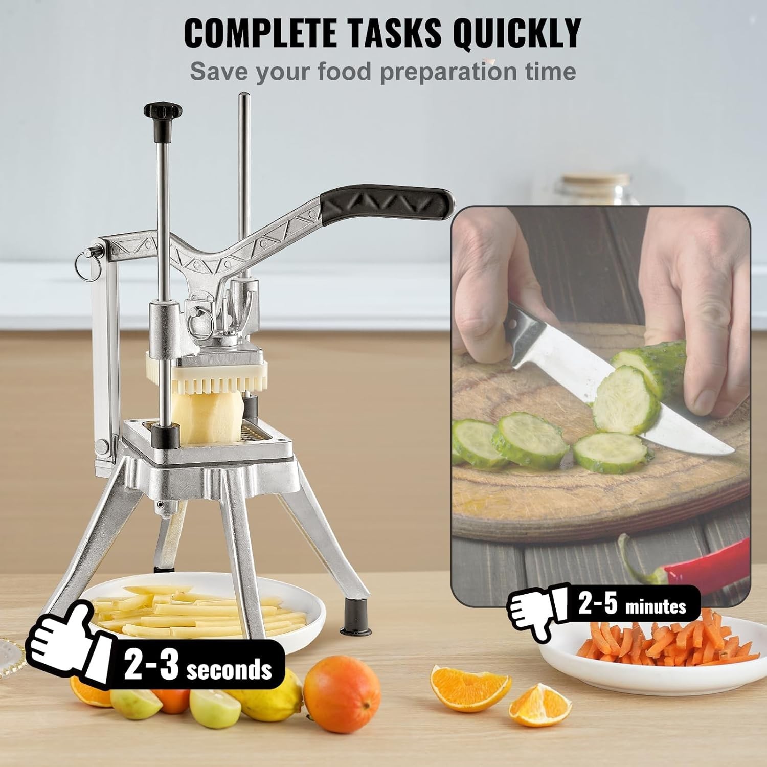 Commercial Vegetable Chopper w/ 4 Replacement Blades, Stainless Steel French …